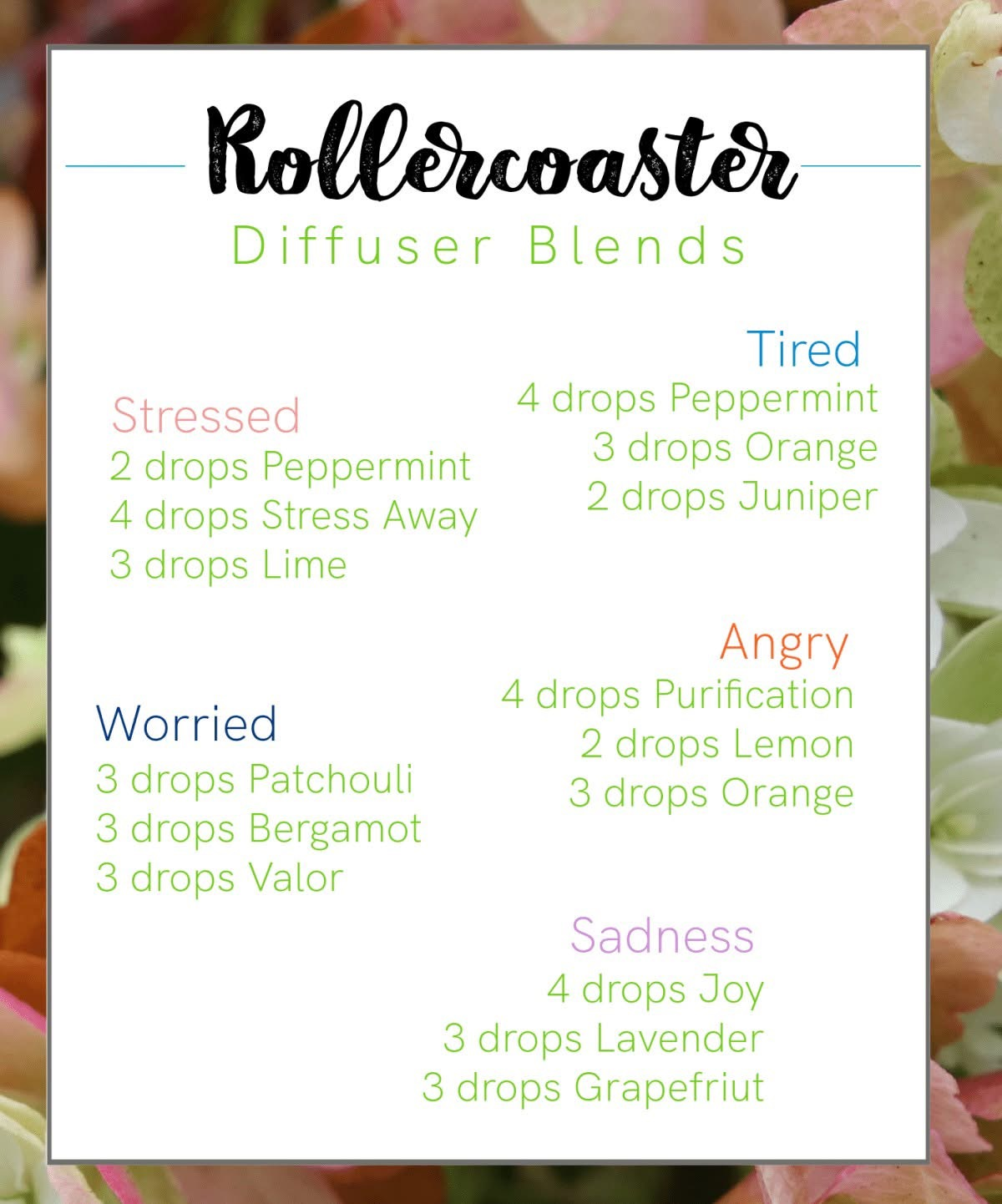 Rollercoaster Diffuser Blends For Emotions
