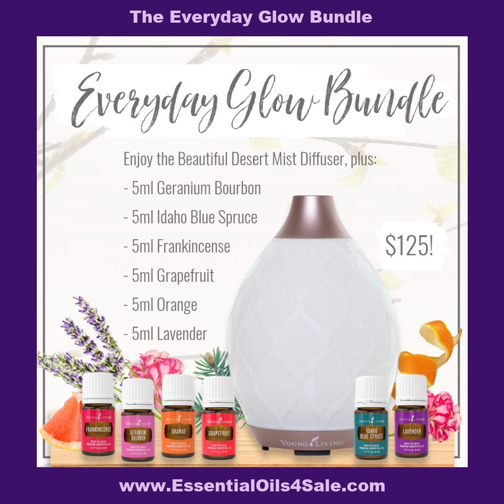 The Everyday Glow Bundle With A Diffuser And 6 Popular Essential Oils